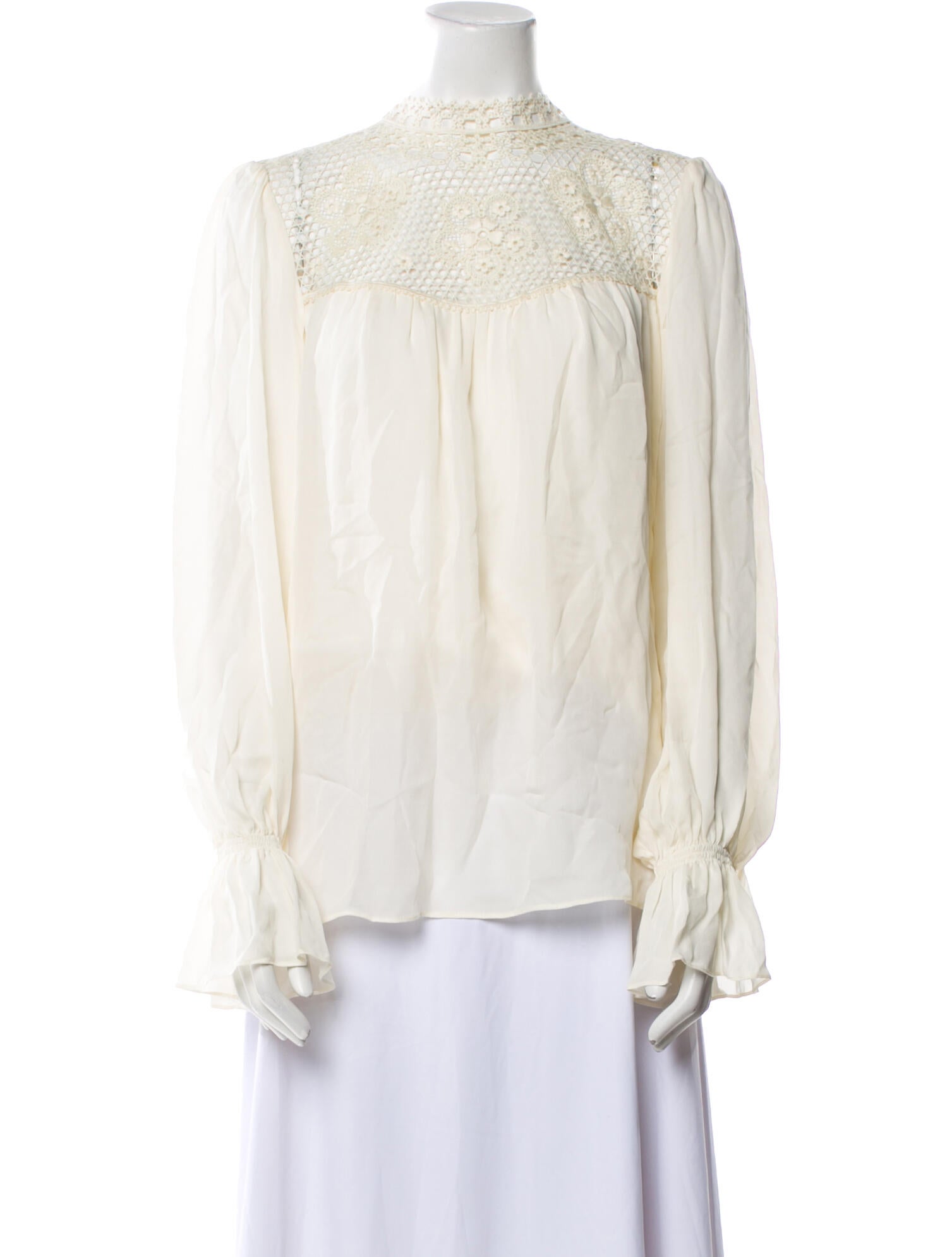 ME+EM Silk Mock Neck Blouse